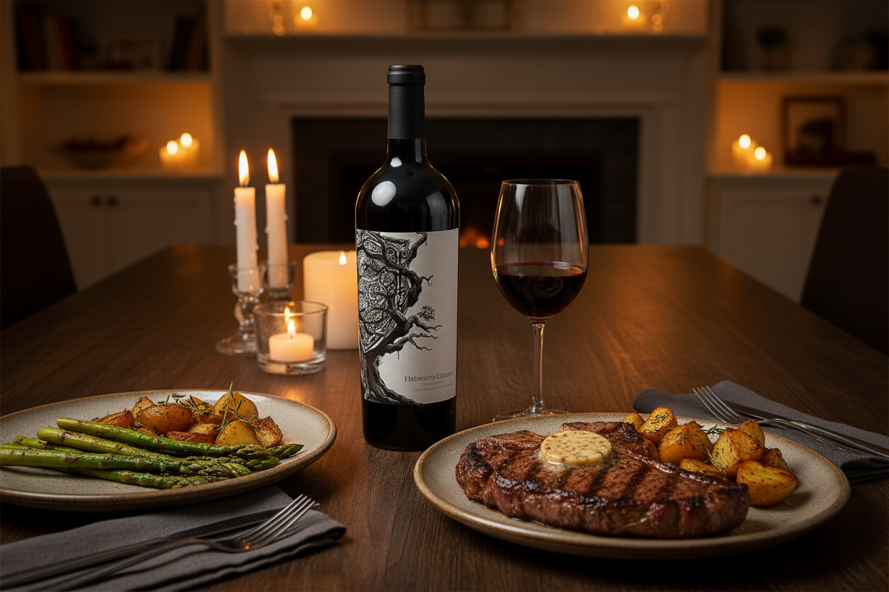 Maridaje Mount Peak Sentinel Cab porterhouse con ajo en casa