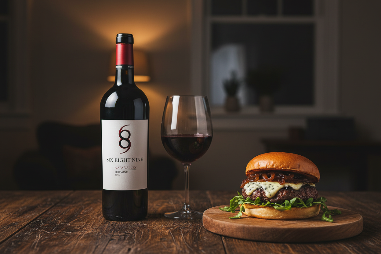 689 Cellars Six Eight Nine - Maridaje con Hamburguesas Gourmet con Queso Azul