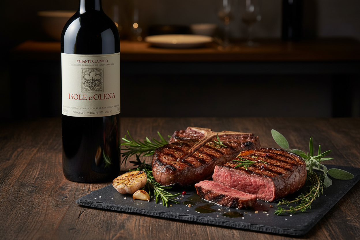 Chianti Classico Magnum 2021 con carnes rojas a la brasa con hierbas - maridaje