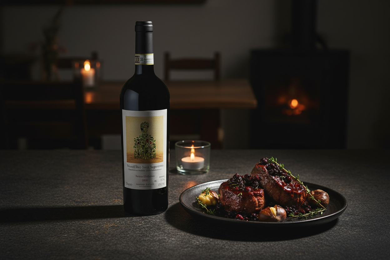 Montefalco Sagrantino 2016 con carne de venado - maridaje