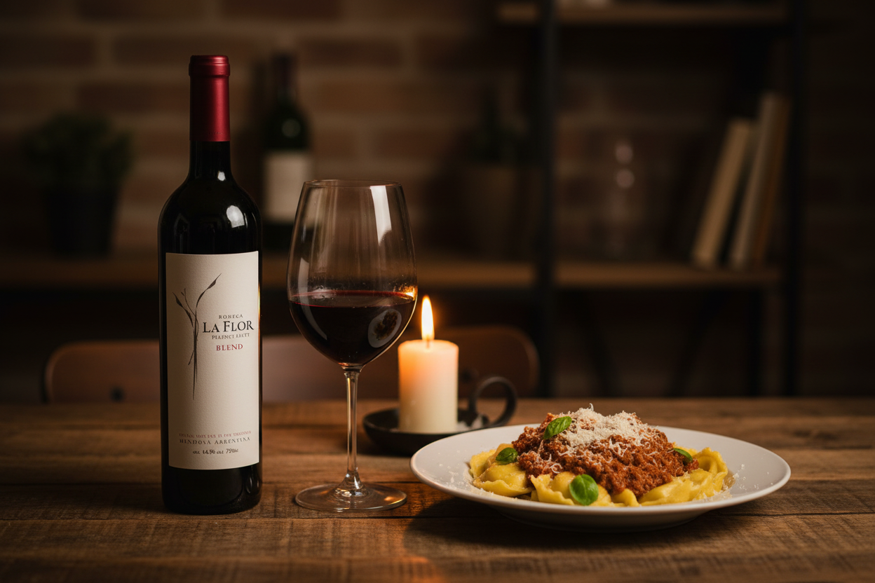 Maridaje La Flor Blend con Pastas Rellenas y Salsa de Carne