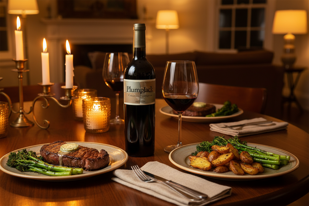 Maridaje PlumpJack Estate Cab New York strip en casa