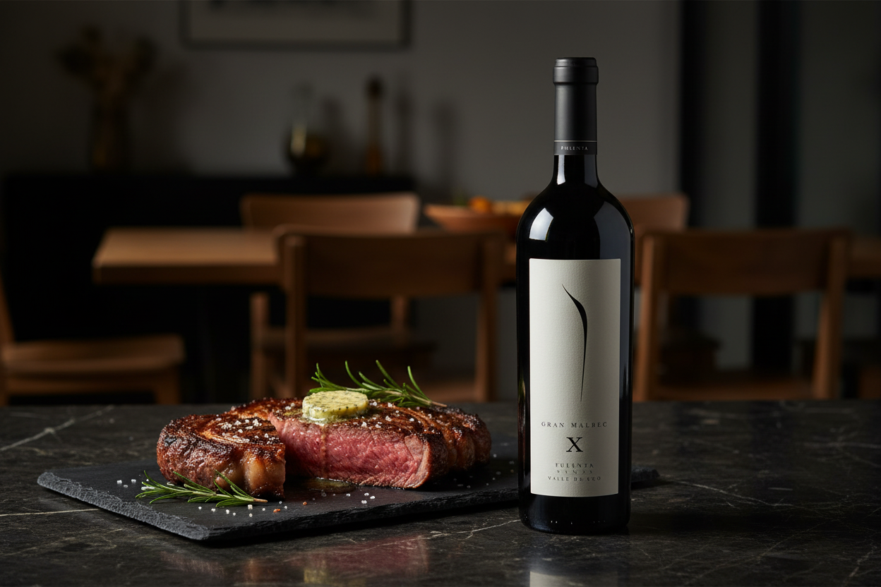 Pulenta Gran Malbec 2020 con Ojo de Bife y Ribeye premium - maridaje