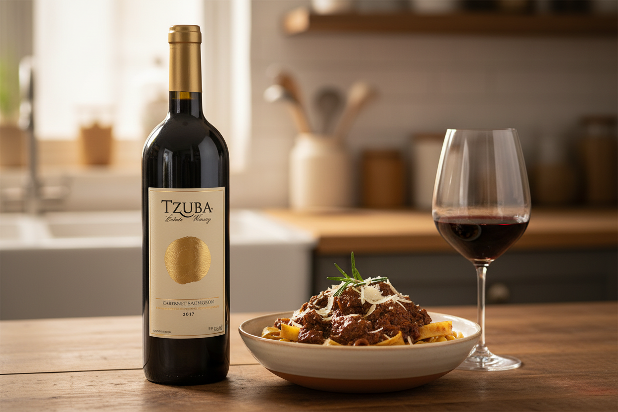 Maridaje Tzuba Cabernet Sauvignon con pasta y salsa de carne intensa ragú de res