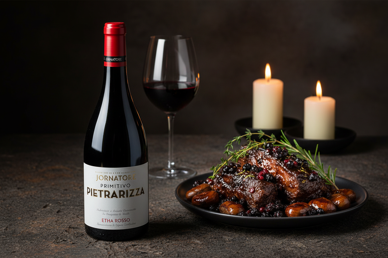 Pietrarizzo 2019 con platos de caza venado o jabalí - maridaje