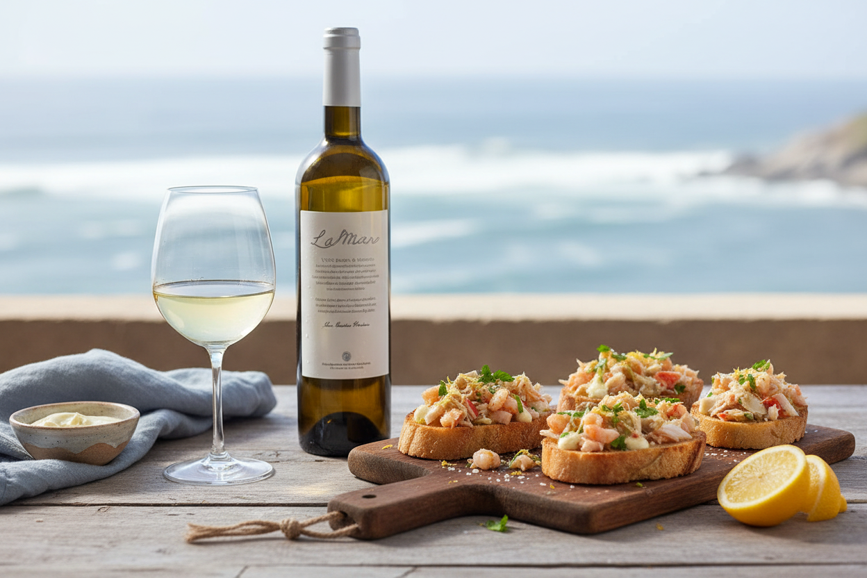La Mar Caíño Blanco Rías Baixas - Tostadas de Marisco
