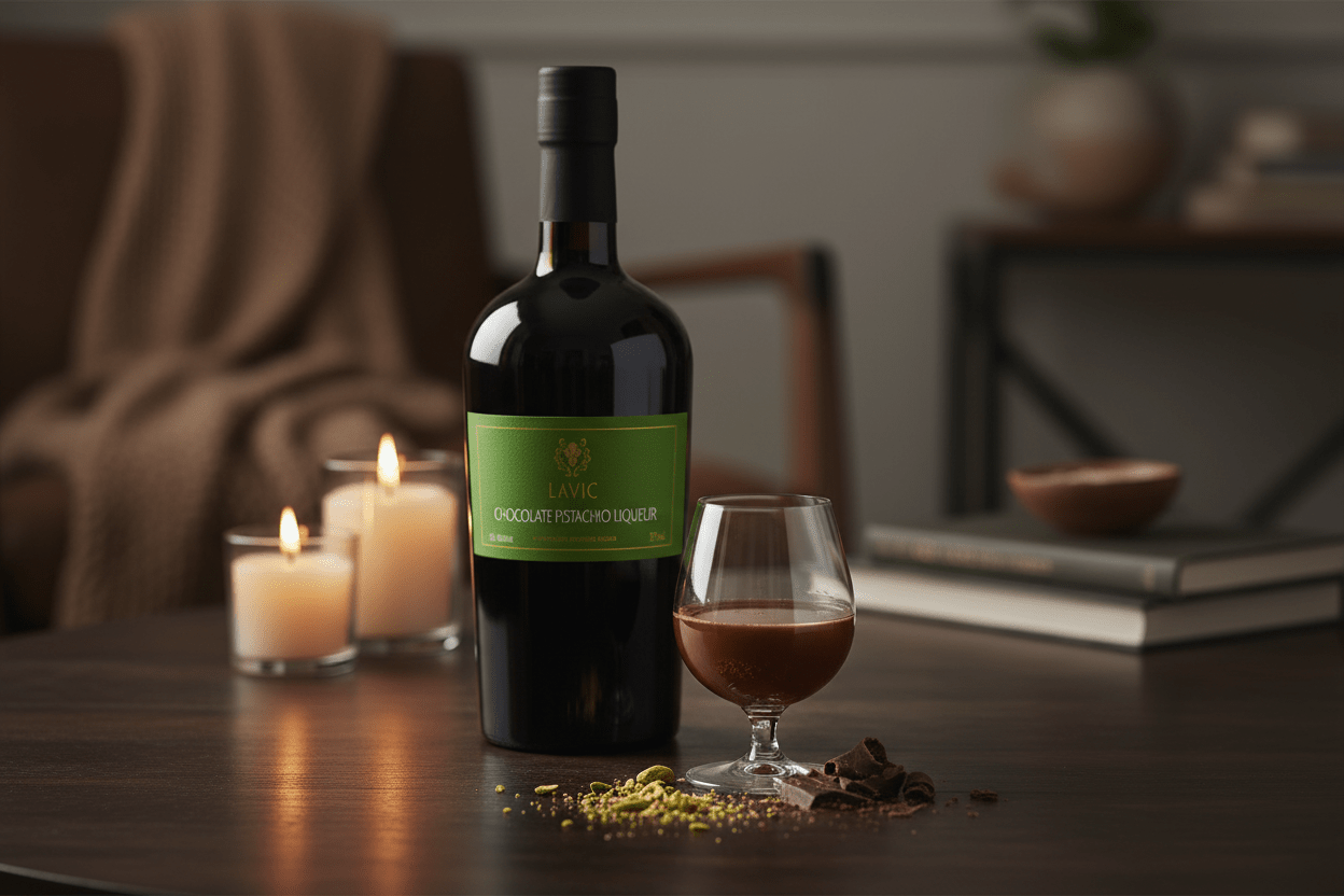 Lavie chocolate pistachio liqueur 750 ml - La Cava