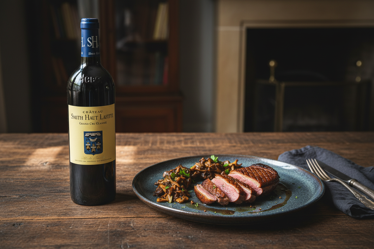 Magret de pato con confit de hongos — Château Smith Haut Lafitte 2017