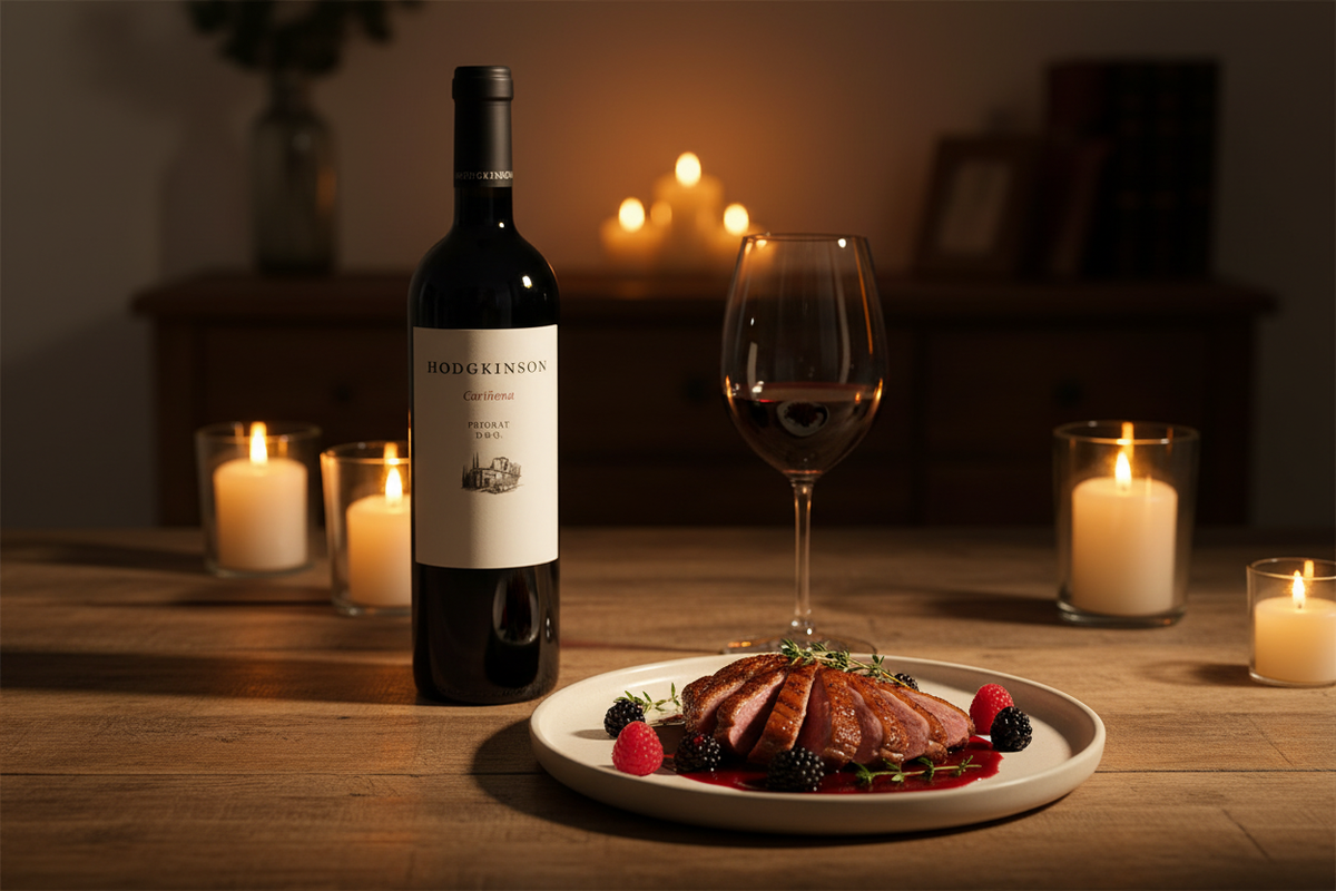 Magret de pato con frutos rojos