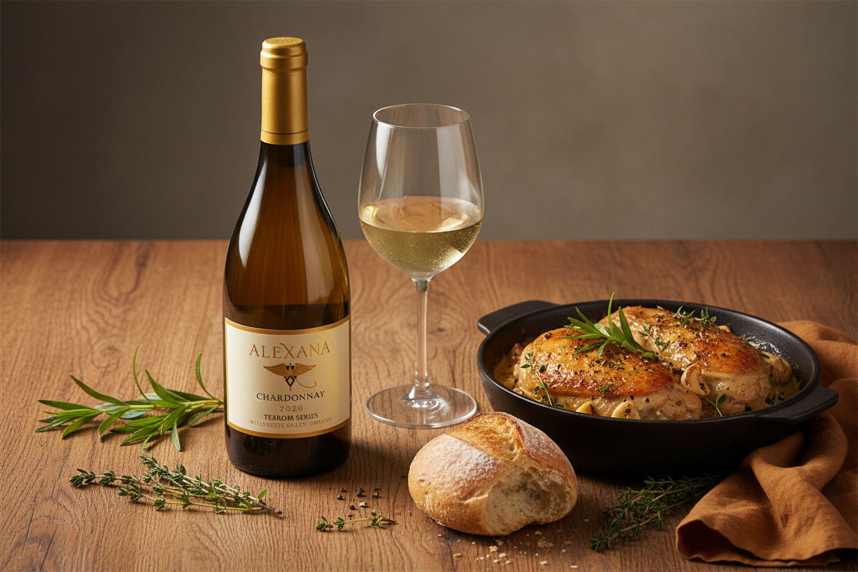 Maridaje Alexana Chardonnay Terroir 2020 - Pollo a la Crema