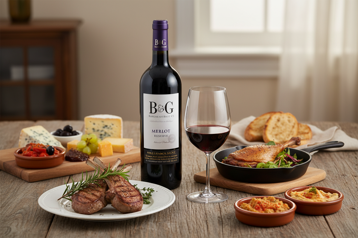 Maridaje B&G Merlot Réserve con comida internacional