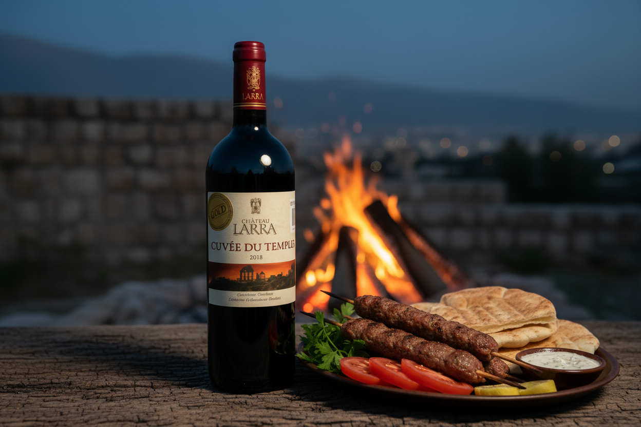 Maridaje Château Fakra Cuvée du Temple × Kafta Libanesa