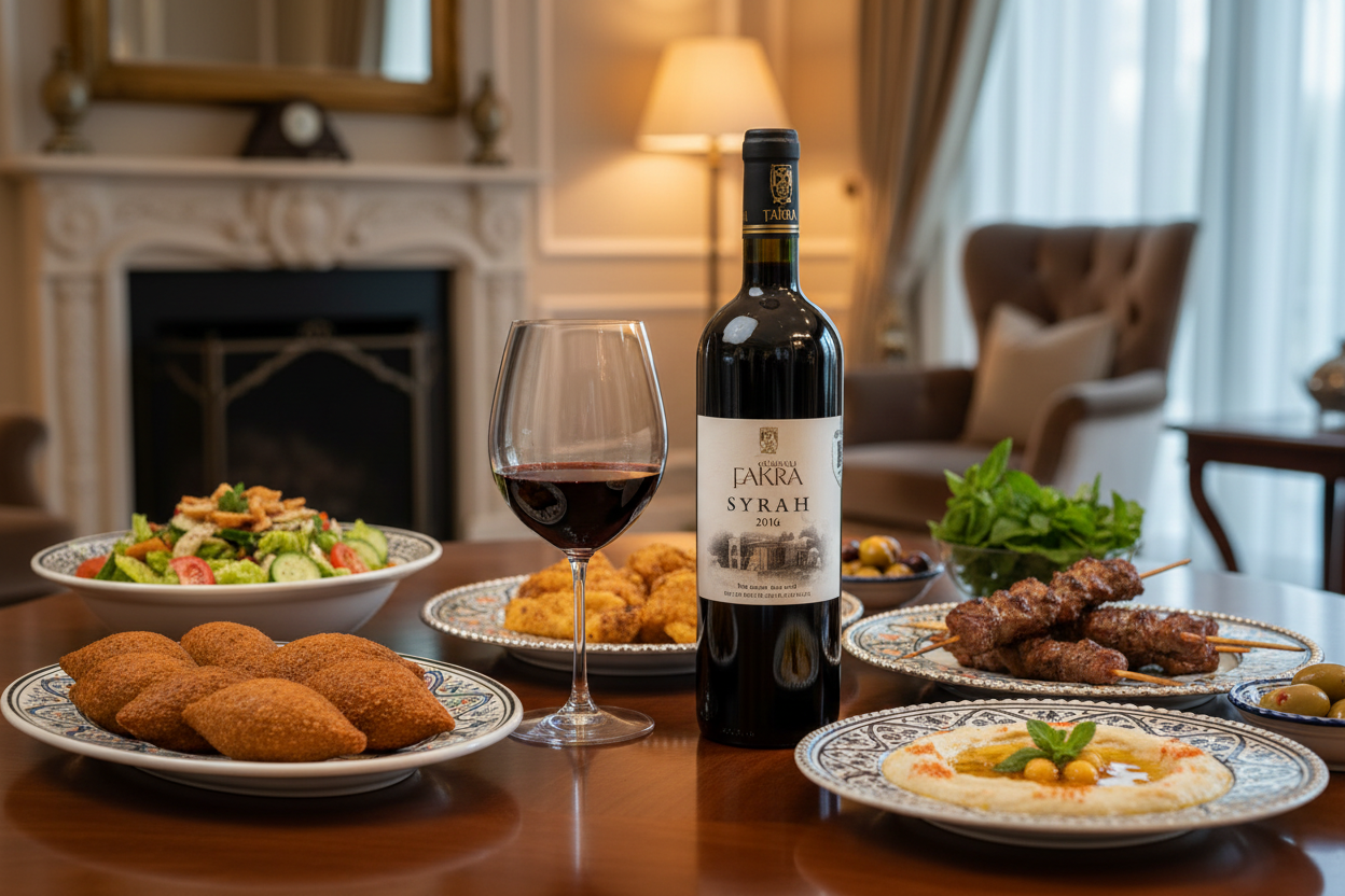 Maridaje Château Fakra Pinacle Syrah con comida libanesa