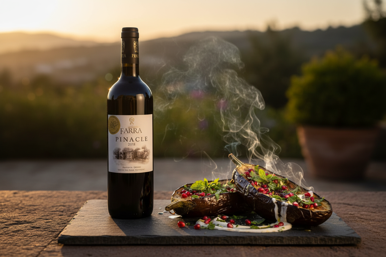 Maridaje Château Fakra Pinnacle × Berenjenas Asadas