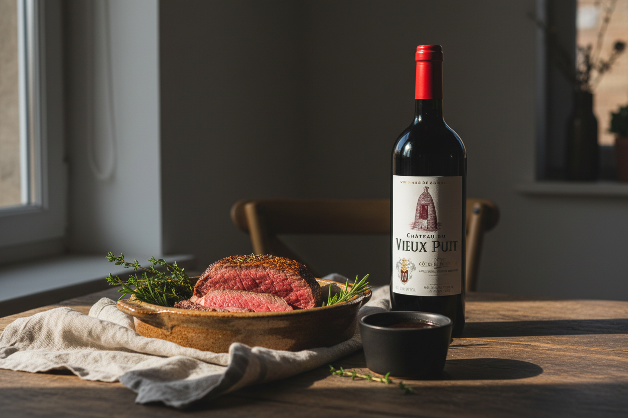 Maridaje Château Vieux Puit Burdeos con Carnes Rojas Asadas