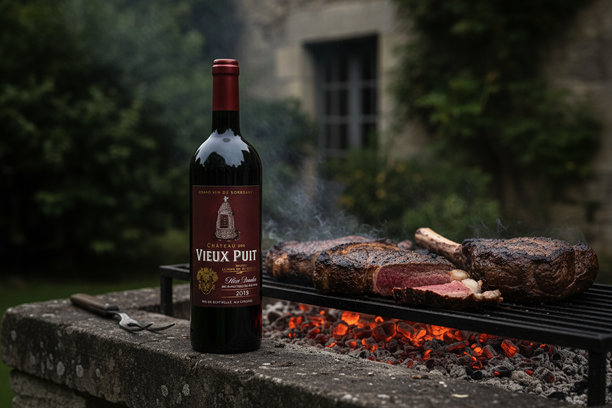 Maridaje Château Vieux Puit Petit Verdot × Cortes a la Brasa