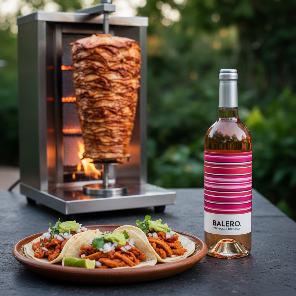 Maridaje de tacos al pastor con Vino Rosado Balero y trompo de carneslider_item_HiMBLA