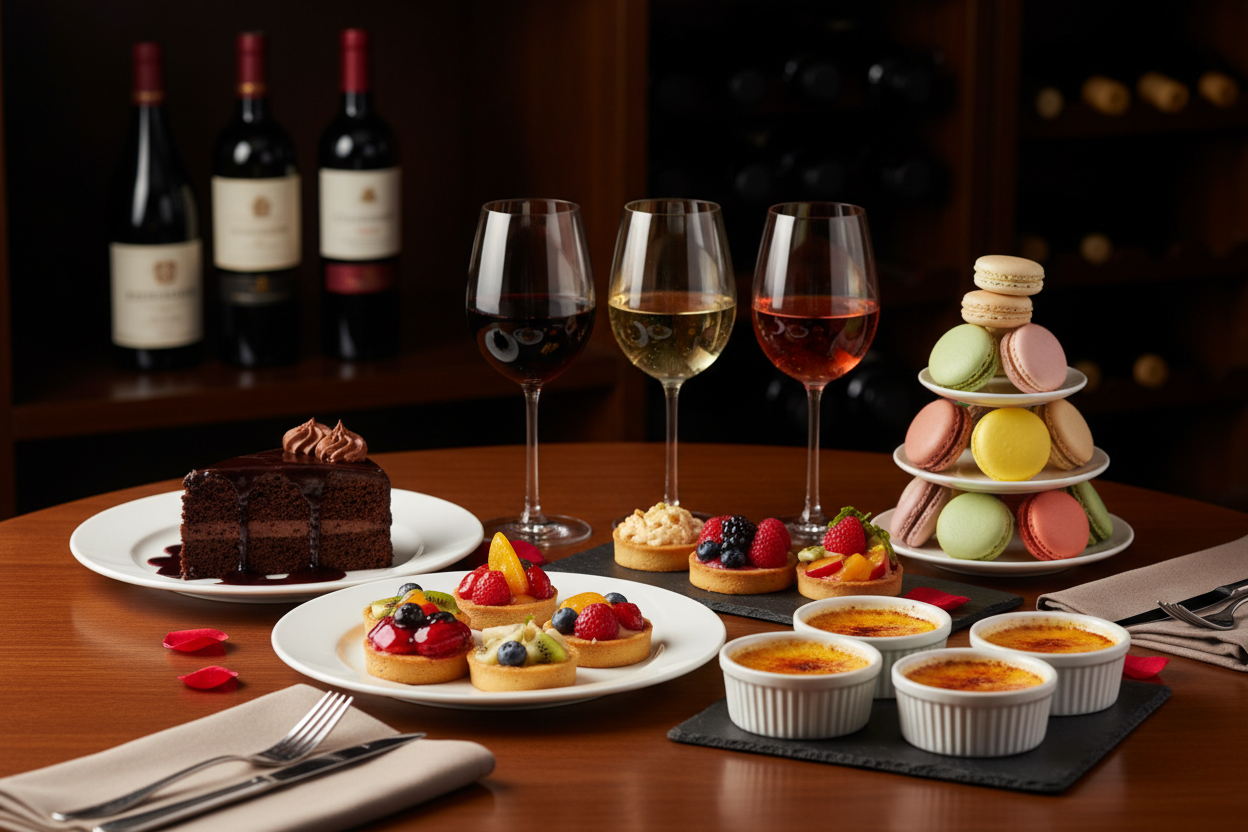 Maridaje de vinos con postres, incluye vinos tintos, blancos y rosadosslider_item_HiMBLA