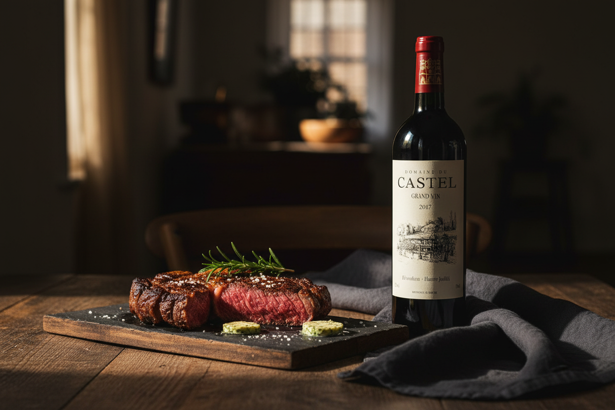 Maridaje Domaine du Castel Grand Vin Kosher Israelí con Rib-Eye Premium