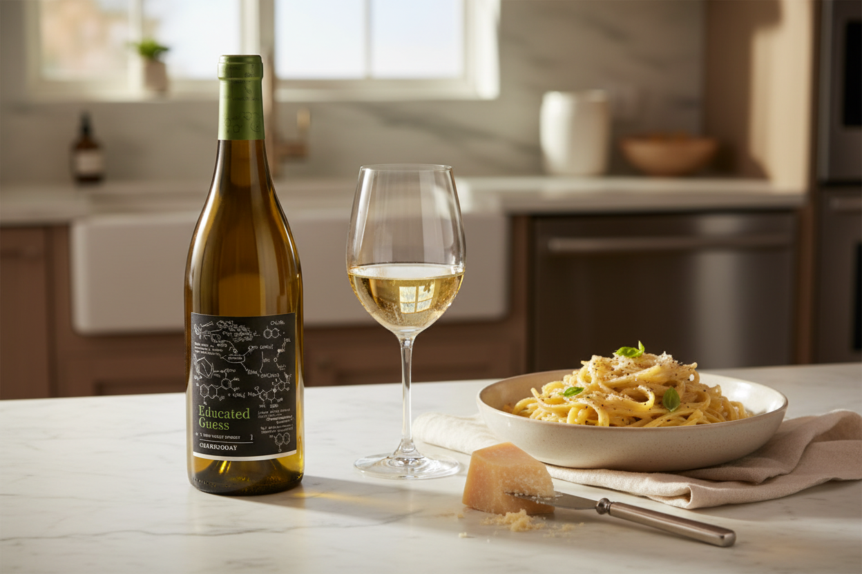 Maridaje Educated Guess Chardonnay - Pasta Alfredo