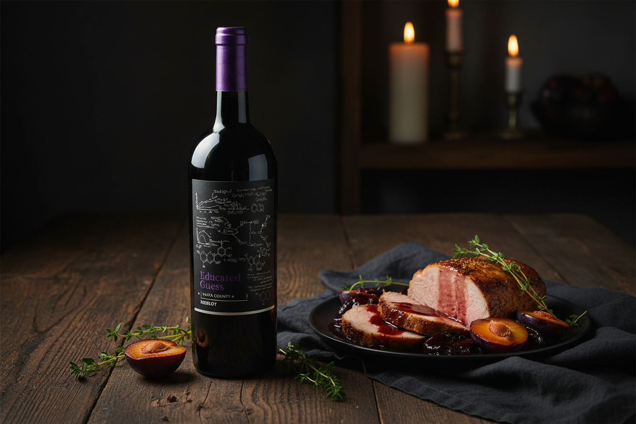 Maridaje Educated Guess Merlot Napa Valley × Lomo de Cerdo en Salsa de Ciruela