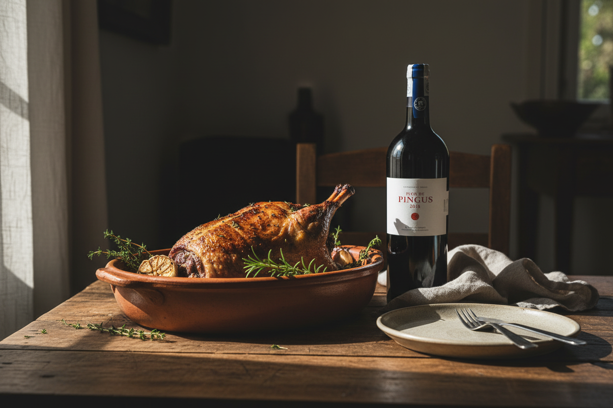 Maridaje Flor de Pingus Ribera del Duero con Cordero Lechal Asado