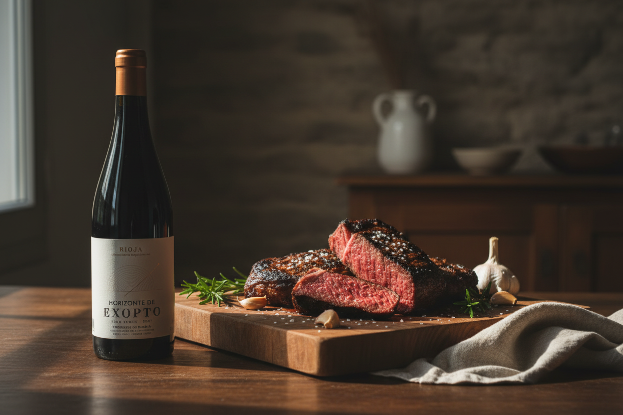 Maridaje Horizonte de Exopto 2021 DOCa Rioja con Carnes Rojas a la Brasa
