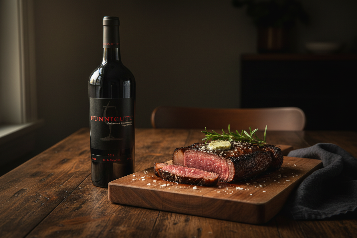 Maridaje Hunnicutt Cabernet Sauvignon Napa Valley con New York Strip