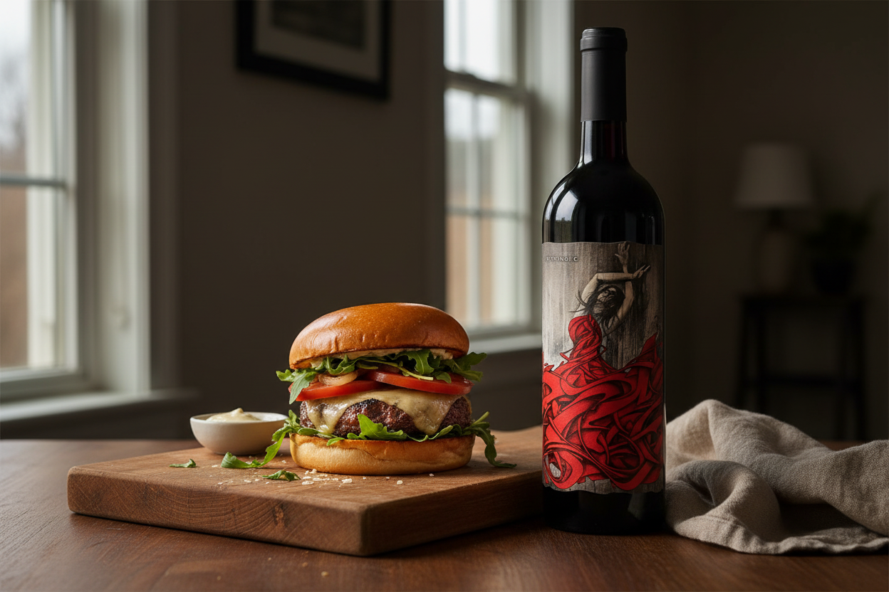 Maridaje Intrinsic Cabernet Sauvignon Columbia Valley Washington con Hamburguesas Gourmet