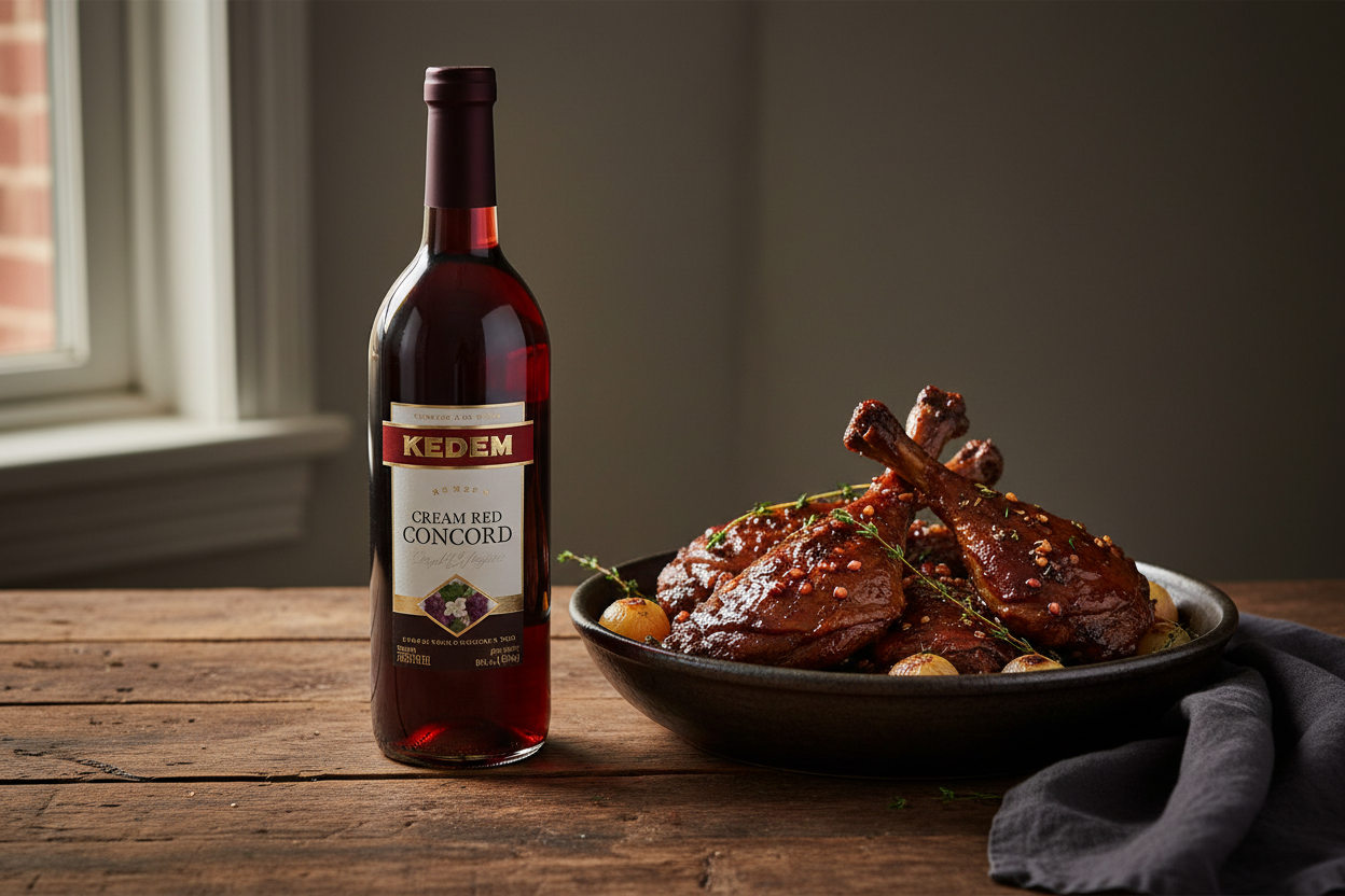 Maridaje Kedem Cream Red Concord 750ml con Carnes en Reducciones Agridulces