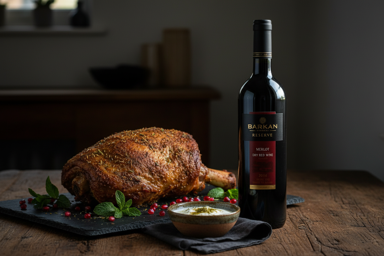 Maridaje Kosher Barkan Reserve Merlot Israel con Cordero Especiado