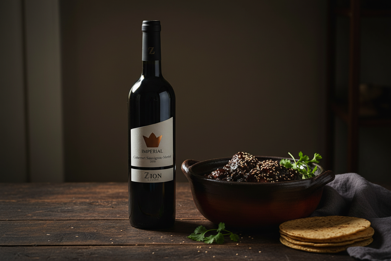 Maridaje Kosher Zion Imperial Cabernet Merlot con Mole Negro Oaxaqueño