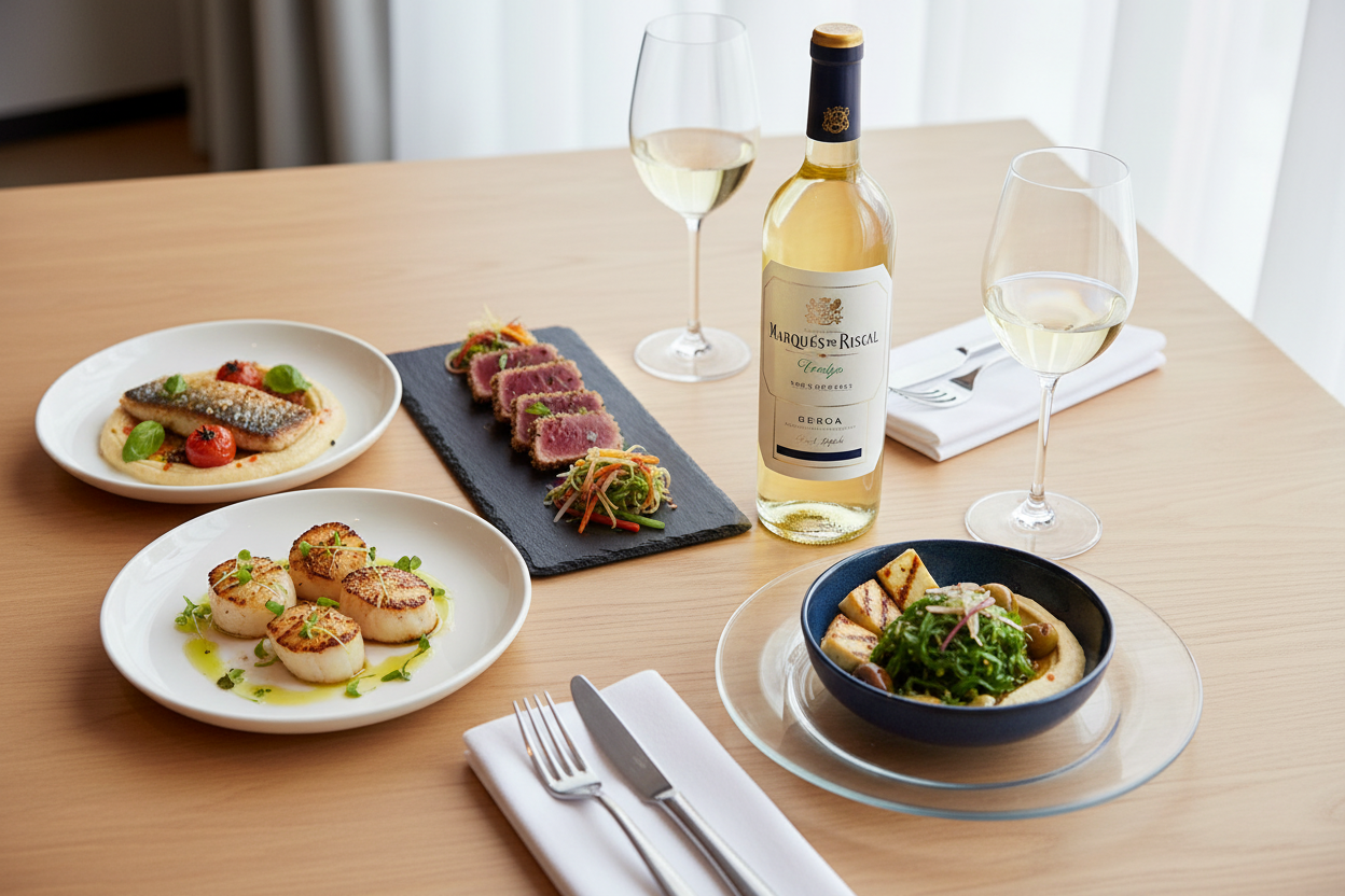 Maridaje Marqués de Riscal Verdejo con comida internacional