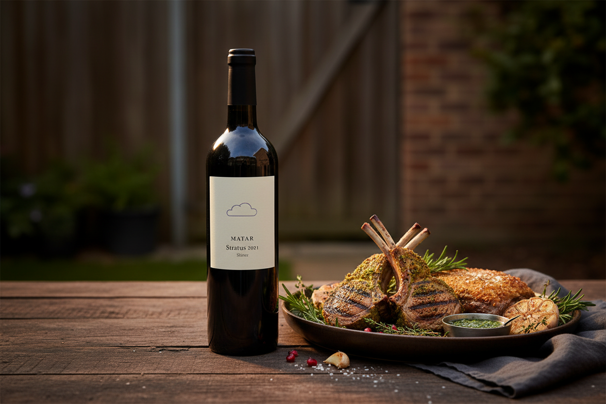 Maridaje Matar Stratus 2021 Shiraz con Cordero a las Brasas