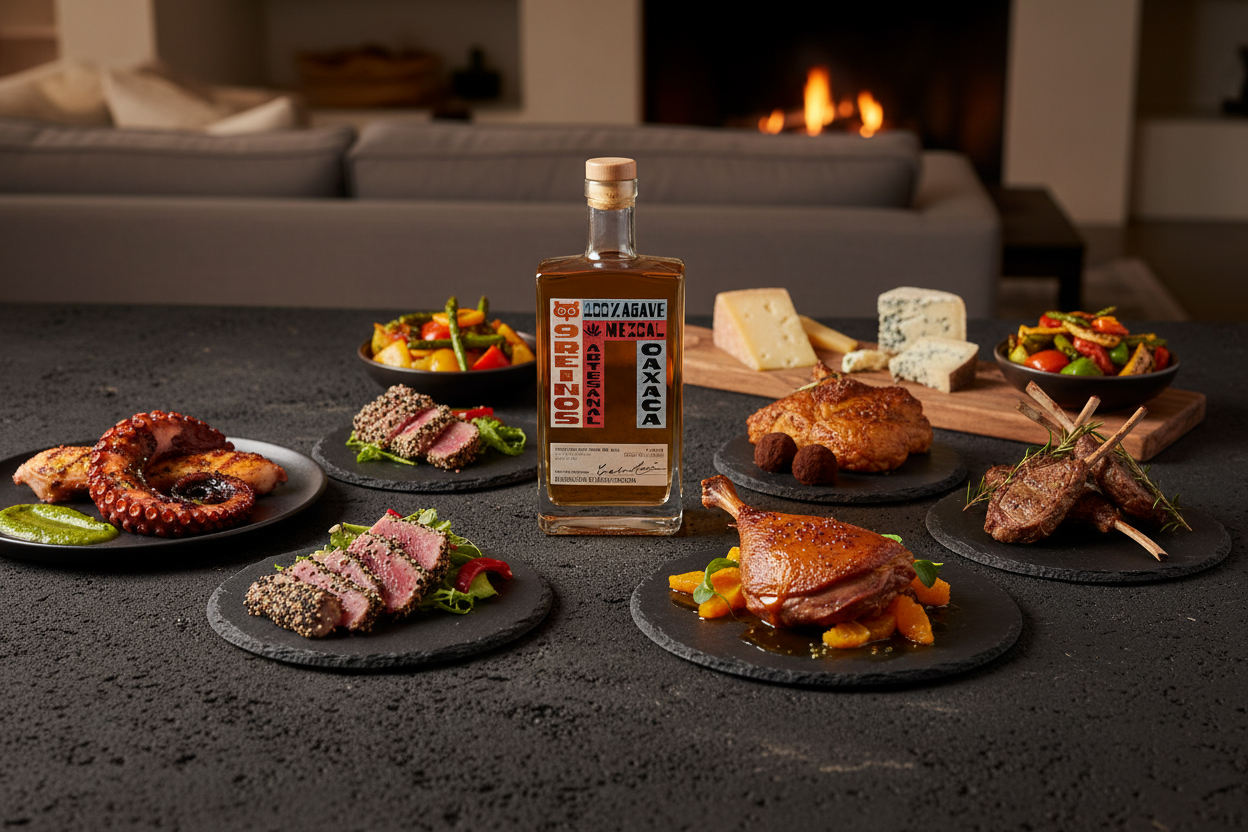 Maridaje Mezcal 9 Reinos Espadín con Comida Internacional