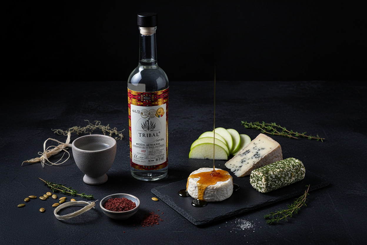 Maridaje Mezcal Tribal Ensamble 103 750ml - Manzana Verde & Quesos de Cabra