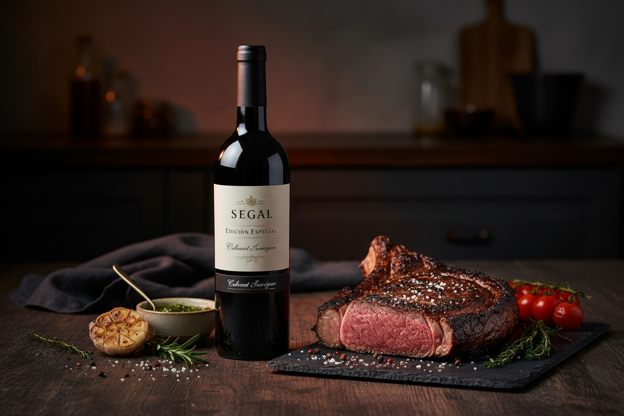 Maridaje Segal Edición Especial Cabernet con Chuletón a las Brasasslider_item_HiMBLA