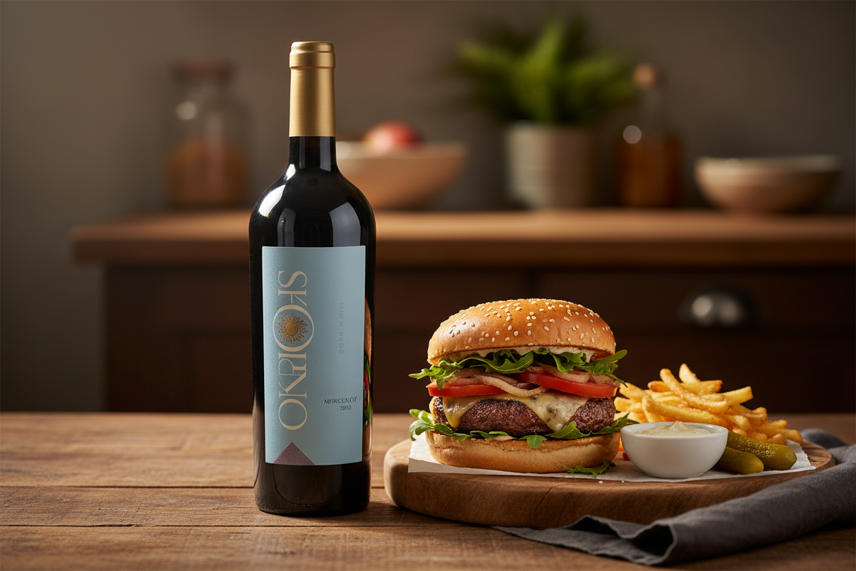Maridaje Sforno Merlot 2023 con Hamburguesas Gourmet