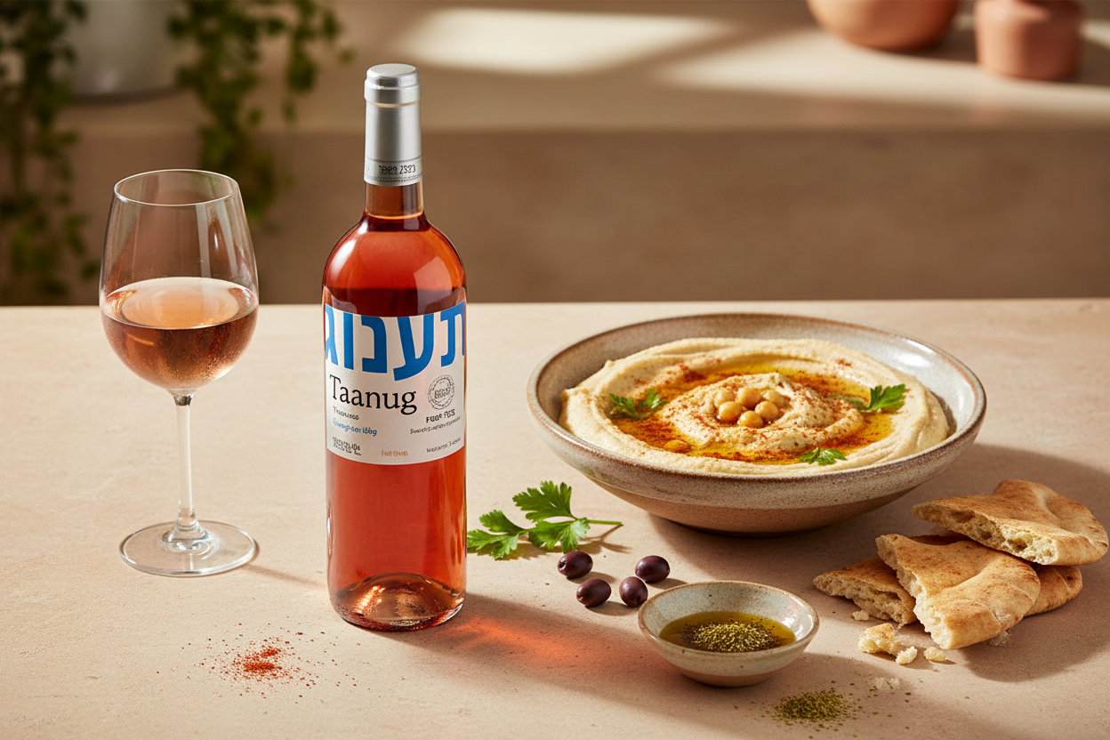 Maridaje Taanug Rosado Kosher - Hummus con Pimentón