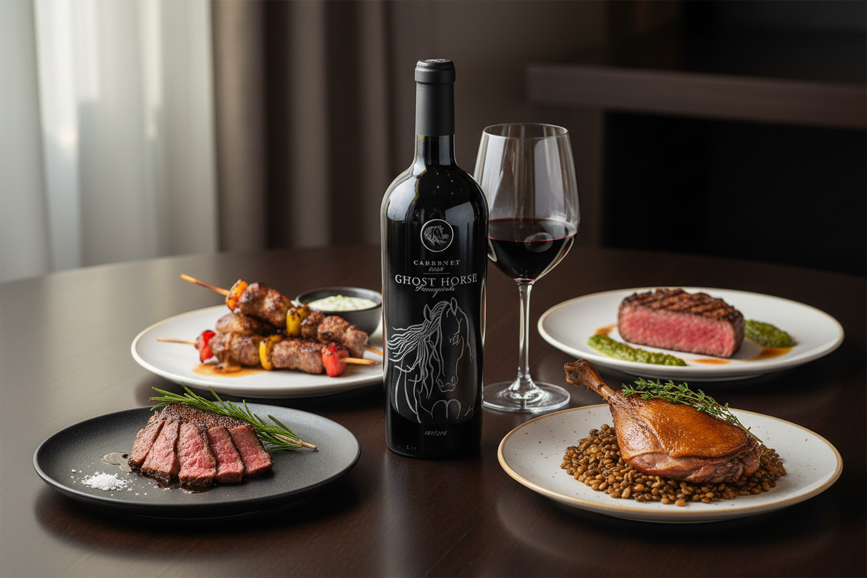 Maridaje Vino Tinto Ghost Horse Cabernet Sauvignon Combsville Californiaslider_item_HiMBLA