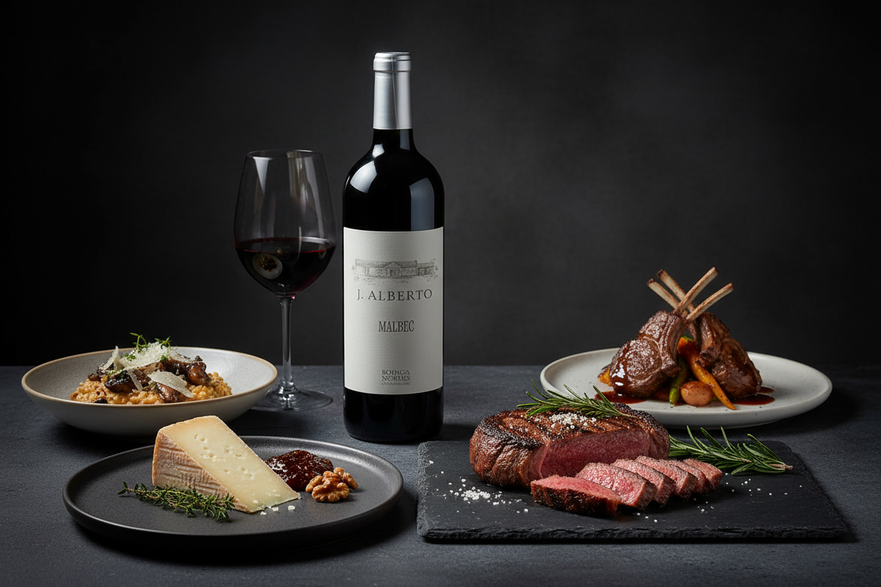 Maridaje Vino Tinto J. Alberto 2021