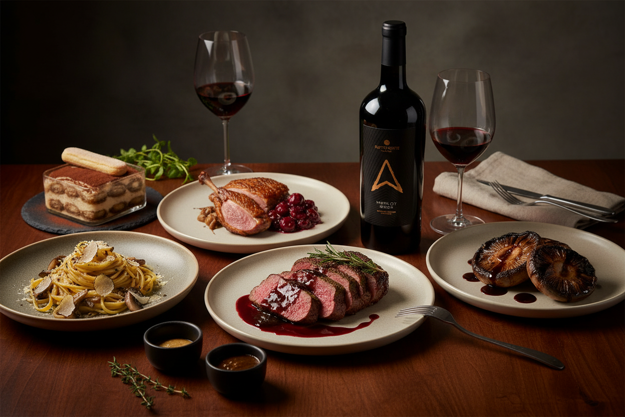 Maridaje Vino Tinto Punto Norte Merlot