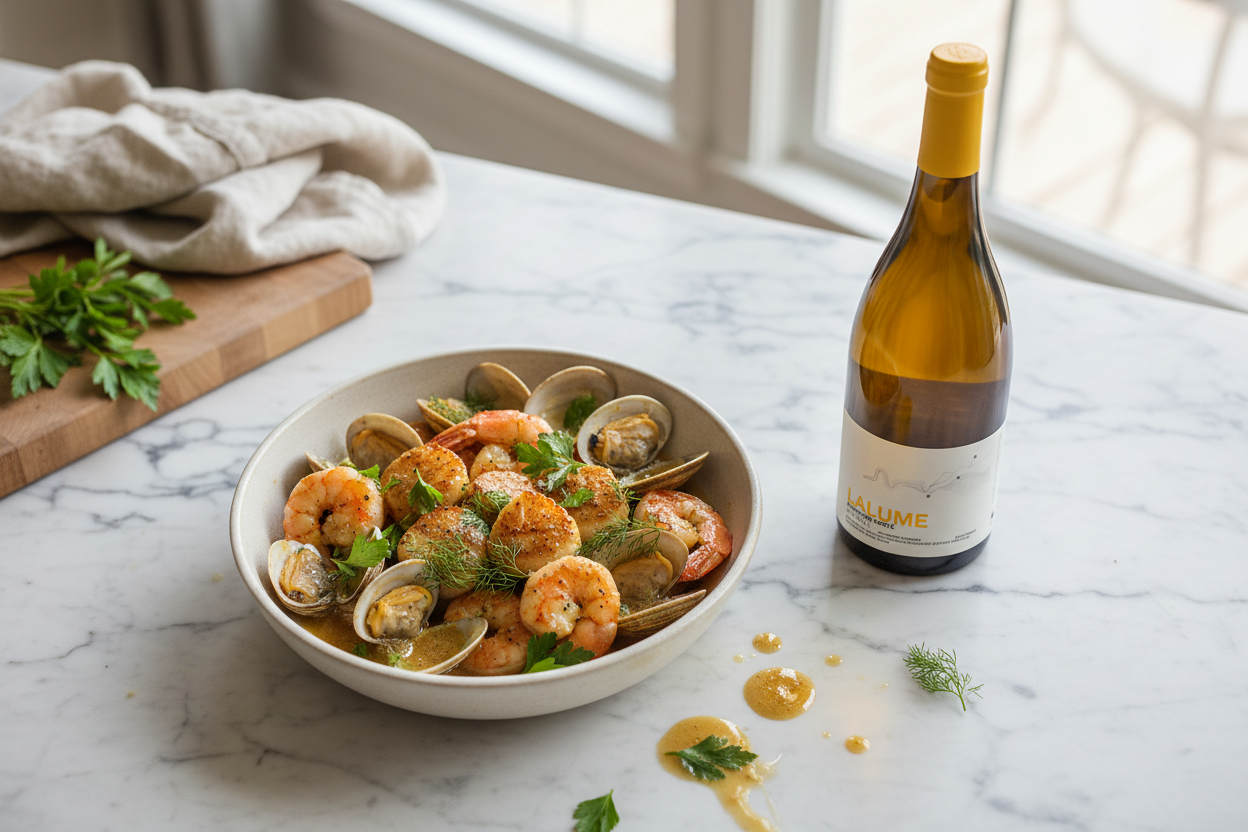 Mariscos con mantequilla avellanada