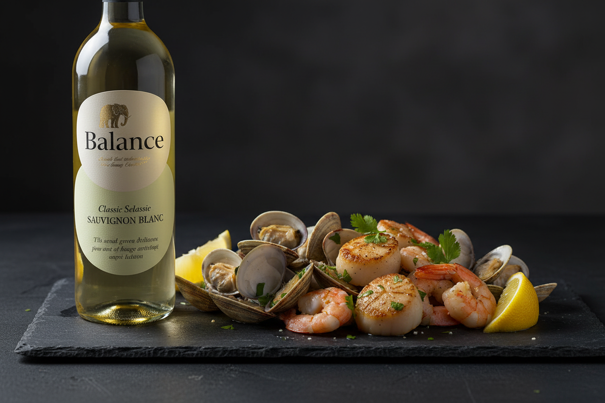 Mariscos ligeros con Balance Sauvignon Blanc