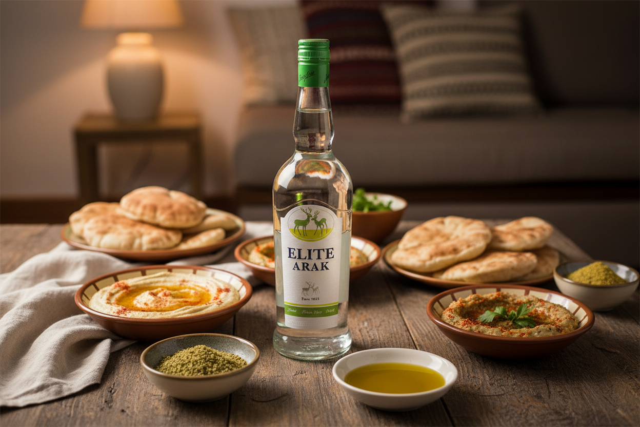 Mezze de Oriente Medio con Elite Arak