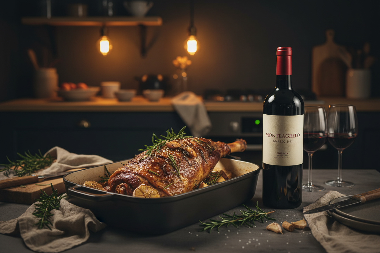 Monteagrelo Malbec con Cordero al Horno