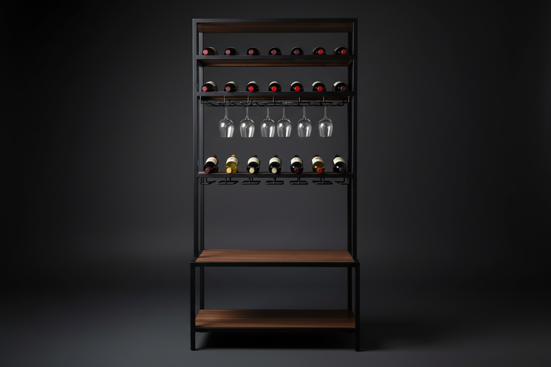 Mueble Bar Industrial Nogal fondo de estudio