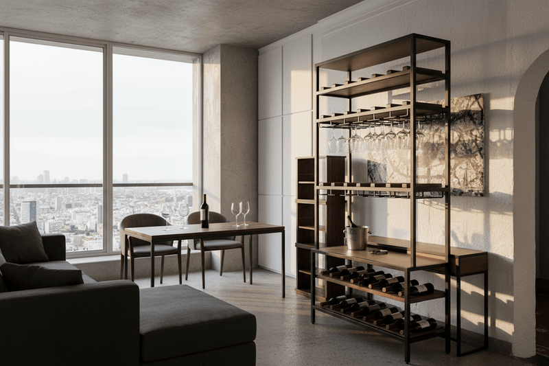 Mueble para Vinos Bar Industrial Nogal - La Cava