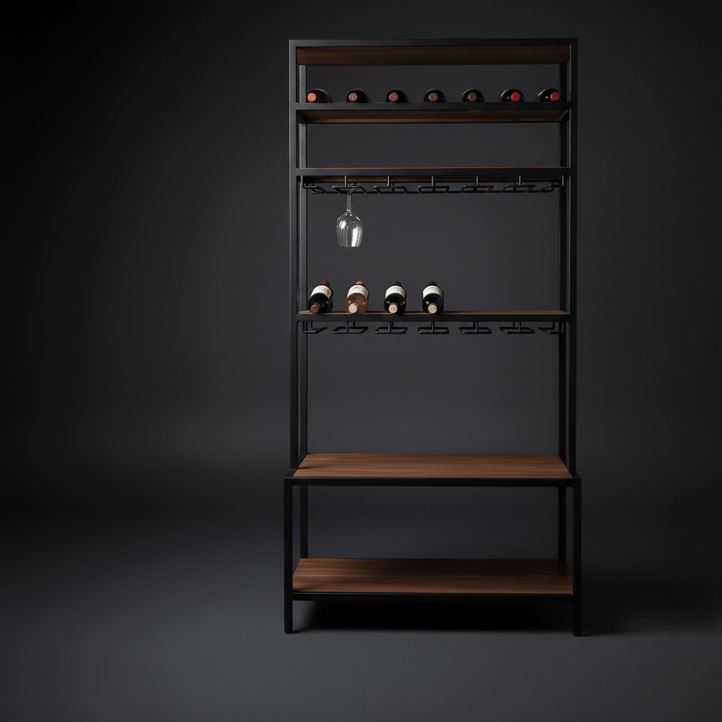 Mueble para Vinos Bar Industrial Nogal - La Cava