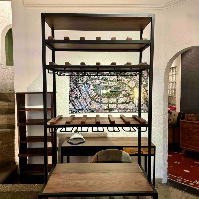 Mueble para Vinos Bar Industrial Nogal - La Cava